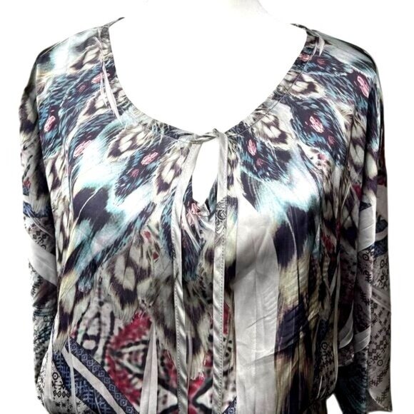 Mandee Boho Chic Printed Tunic Lightweight Flowy Design Top Large - Picture 6 of 10
